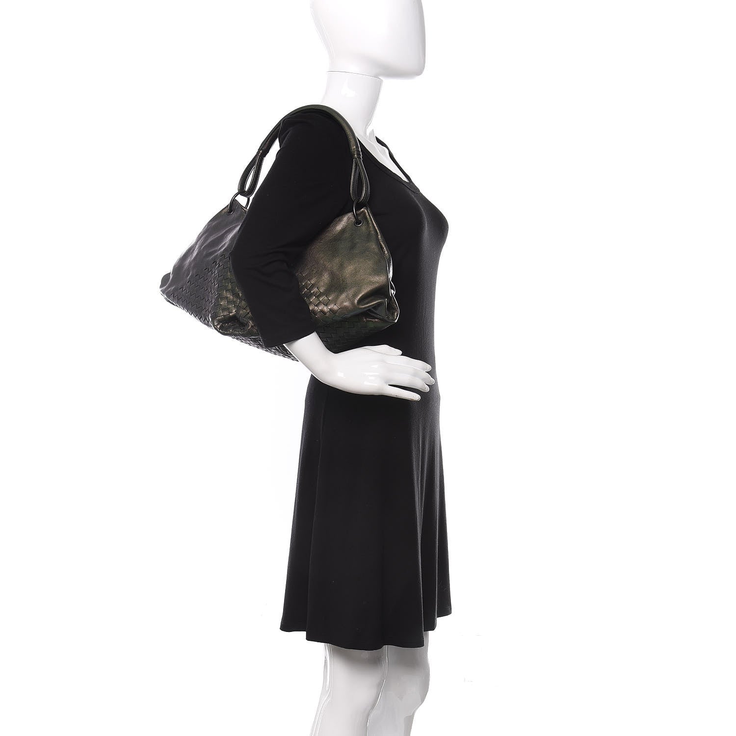 Bottega Veneta Iridescent Nappa Intrecciato Aquilone Fortune Cookie Hobo Green 2 of 10