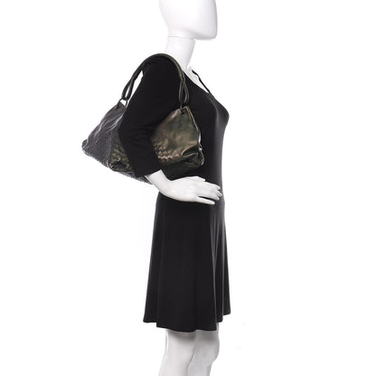 Bottega Veneta Iridescent Nappa Intrecciato Aquilone Fortune Cookie Hobo Green 2 of 10