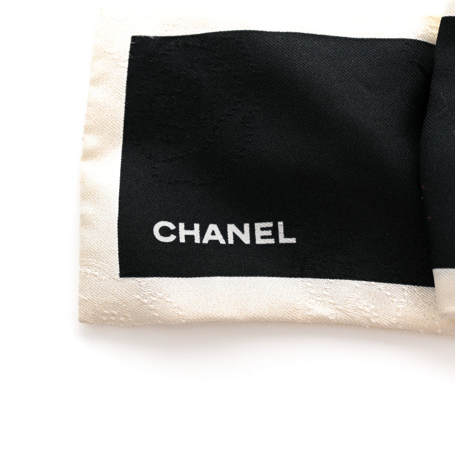 Chanel Silk Hair Tie Black Ivory 4 of 4