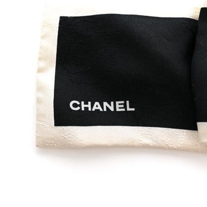 Chanel Silk Hair Tie Black Ivory 4 of 4