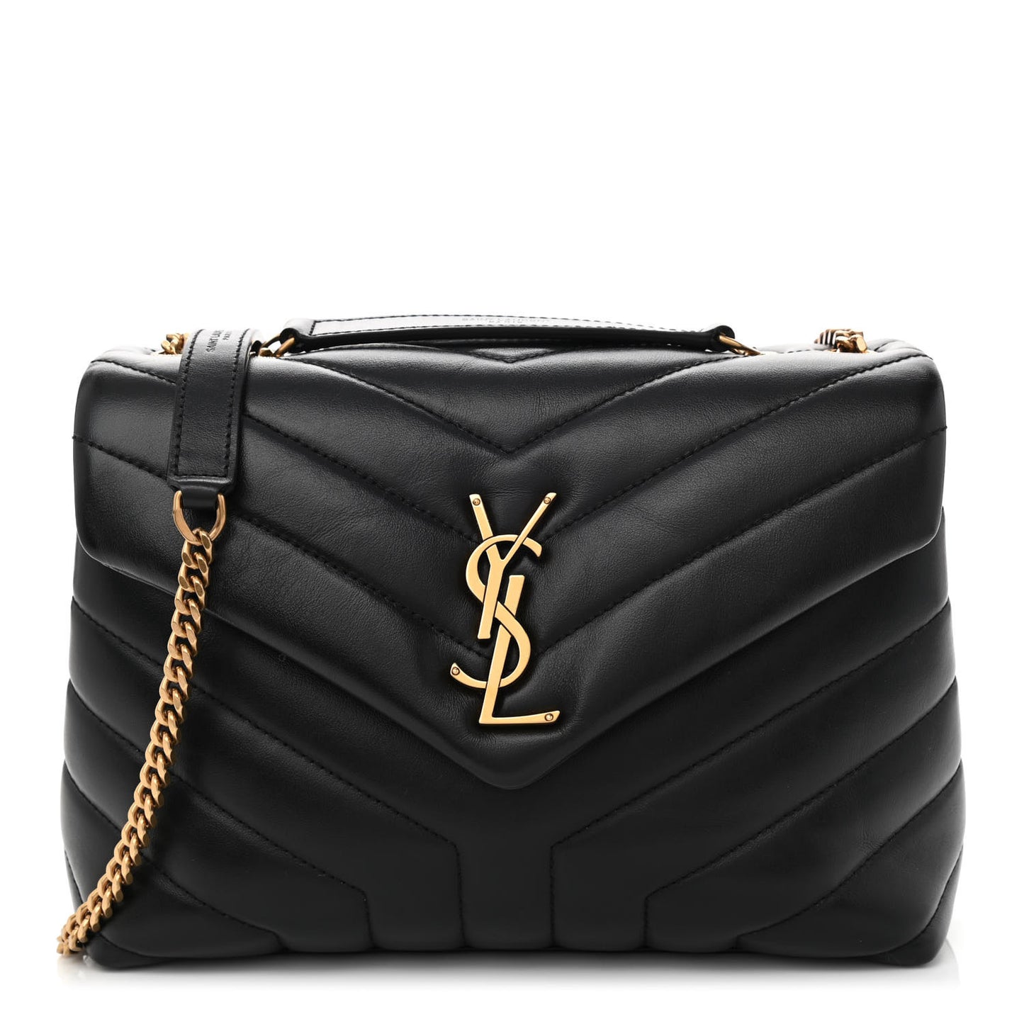 Calfskin Y Quilted Monogram Small Loulou Chain Satchel Black
