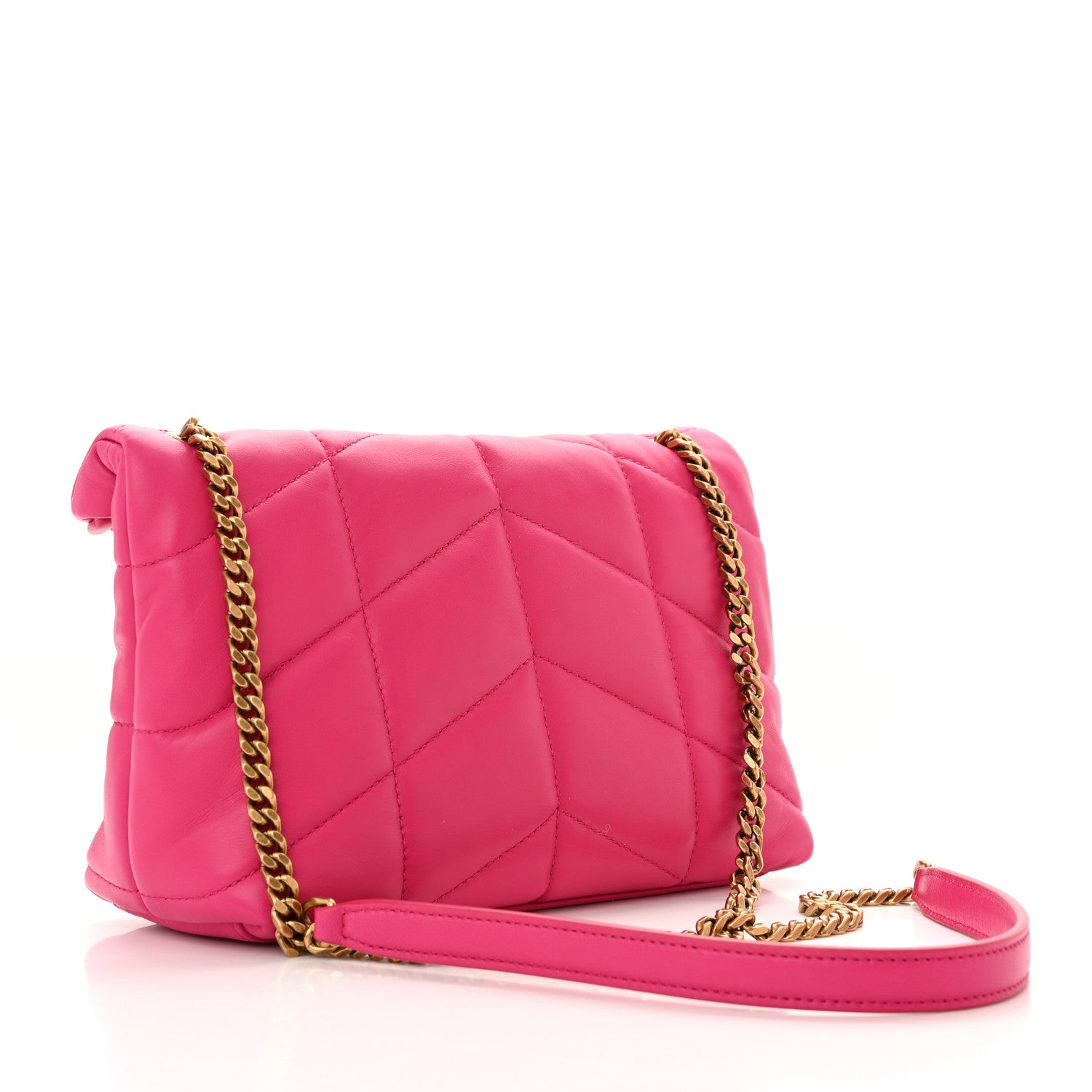 Saint Laurent Lambskin Quilted Toy Loulou Puffer Monogram Chain Satchel Bubblegum 3 of 11