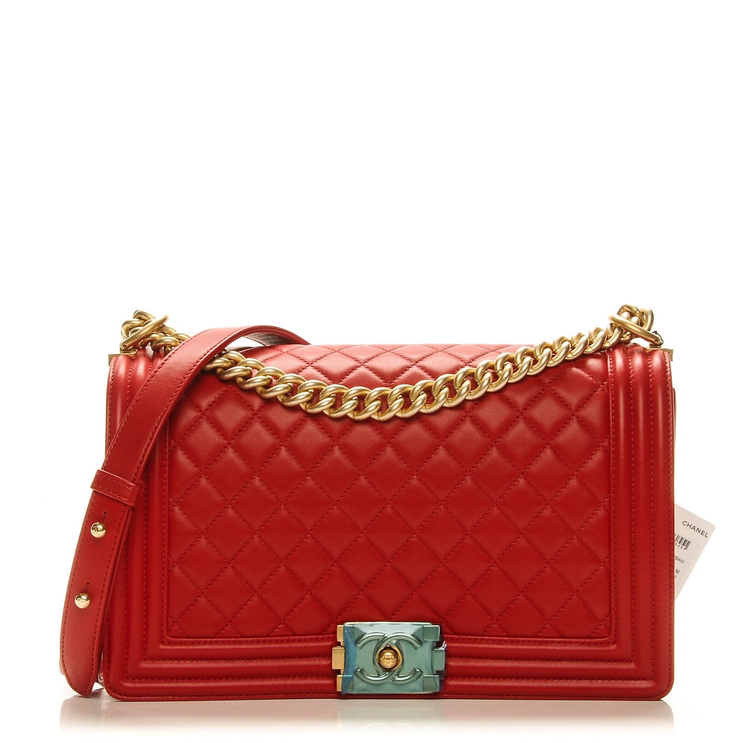 Lambskin Quilted New Medium Boy Flap Red