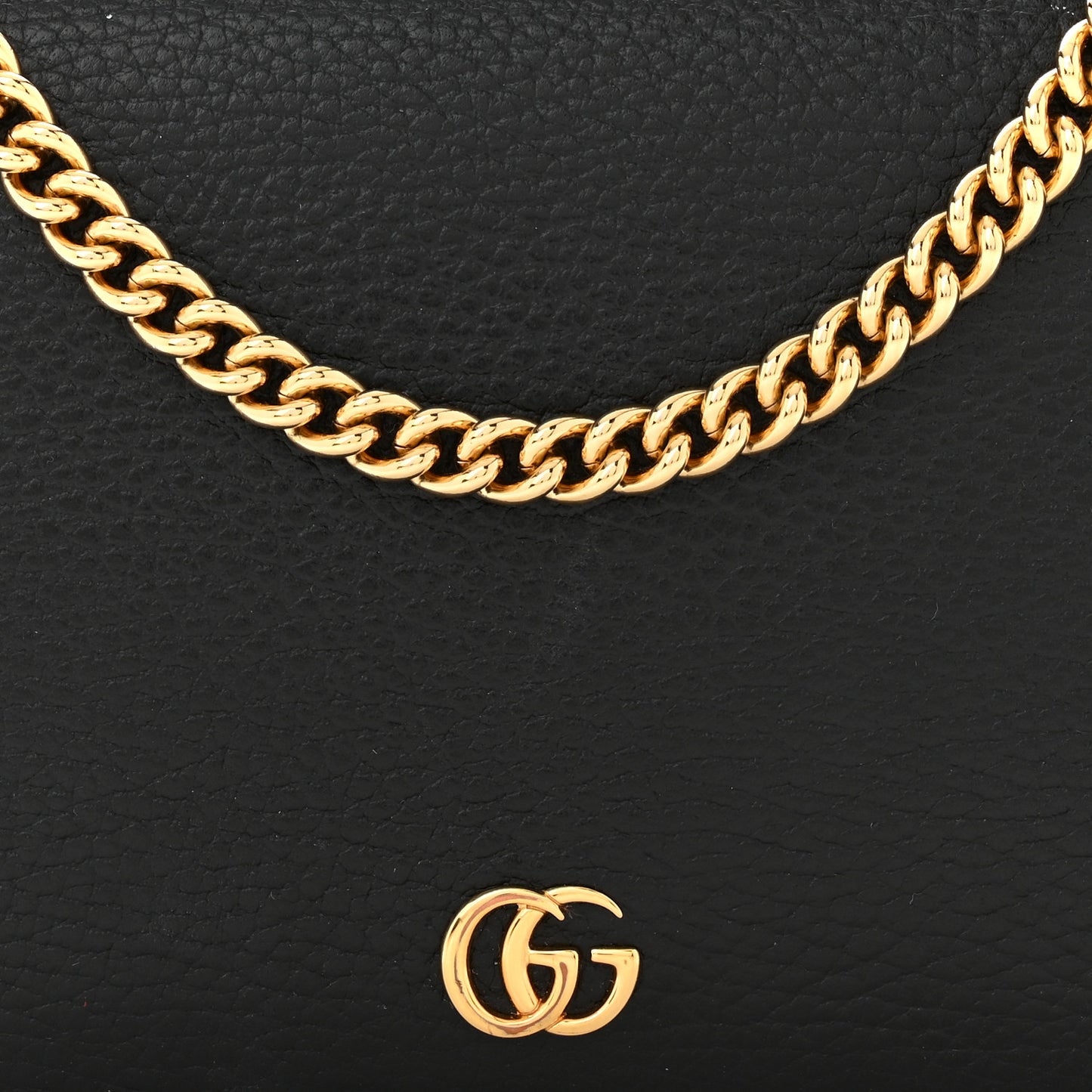 Calfskin Mini GG Marmont Chain Wallet Black