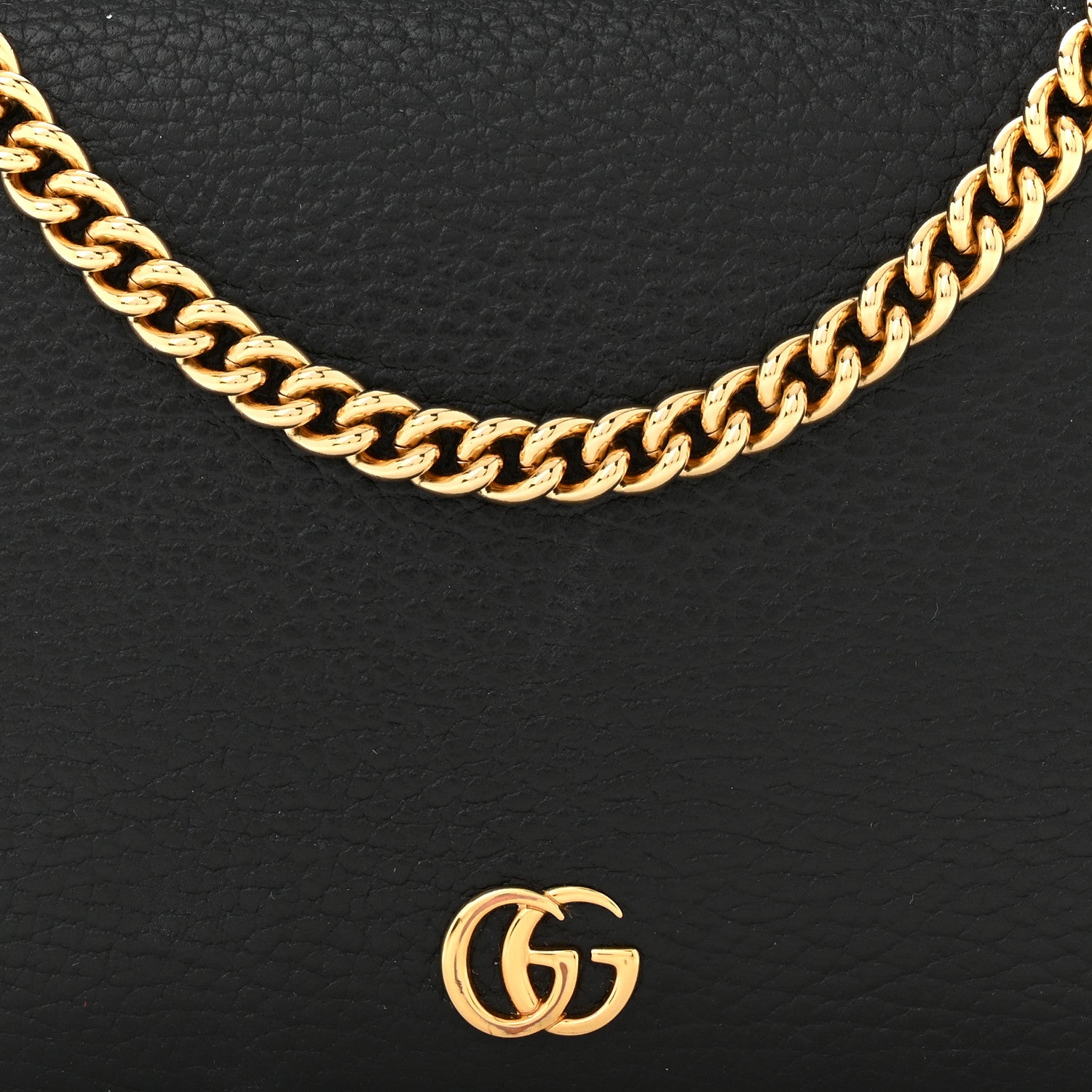 Gucci Calfskin Mini GG Marmont Chain Wallet Black 6 of 11