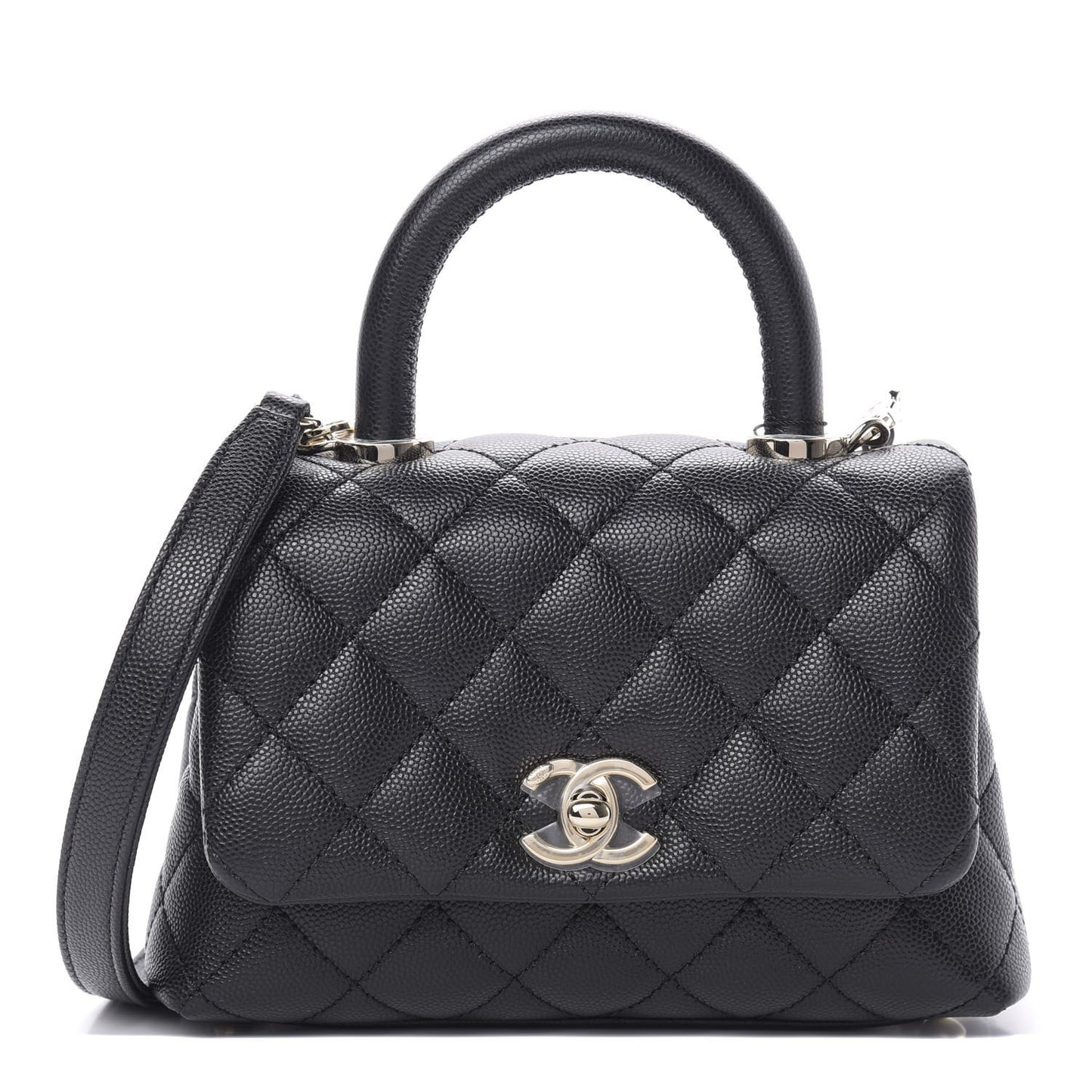Caviar Quilted Extra Mini Coco Handle Flap Black