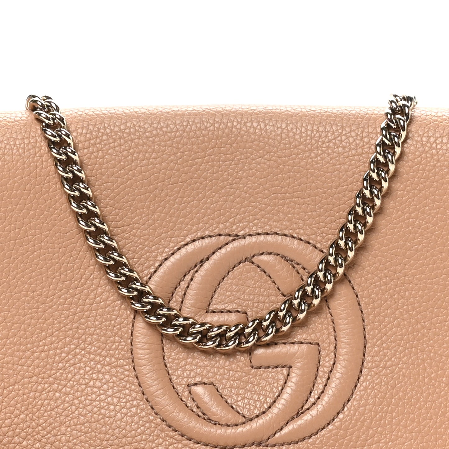 Pebbled Calfskin Medium Soho Flap Crossbody Camelia