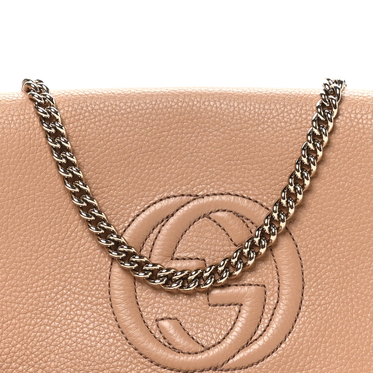Gucci Pebbled Calfskin Medium Soho Flap Crossbody Camelia 8 of 10