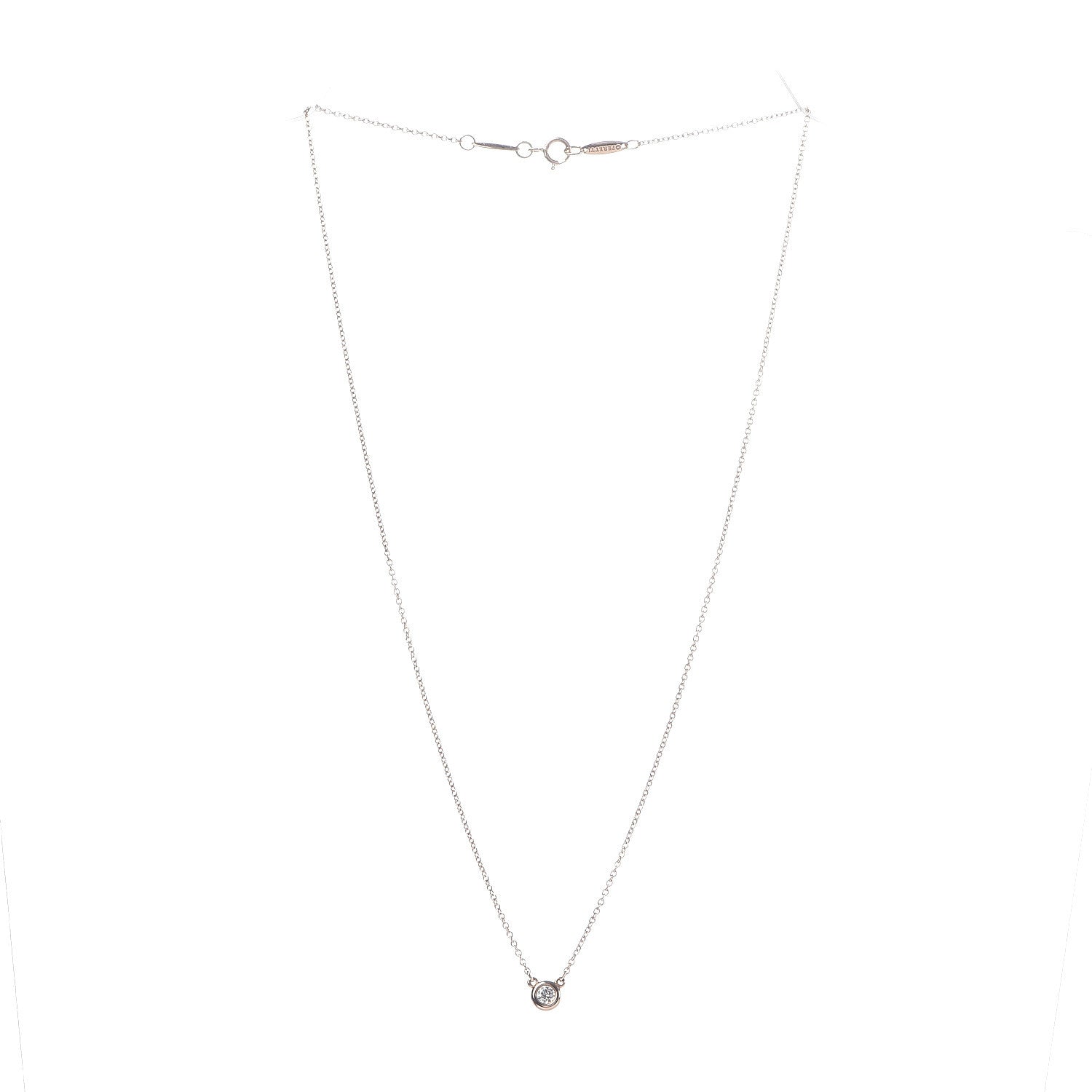 Tiffany 18K Rose Gold Diamond .11ct Elsa Peretti Diamonds by the Yard Pendant Necklace 3 of 6