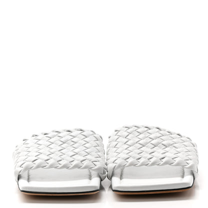 Bottega Veneta Nappa Intrecciato Squared Toe Flat Sandals 38 White 2 of 8