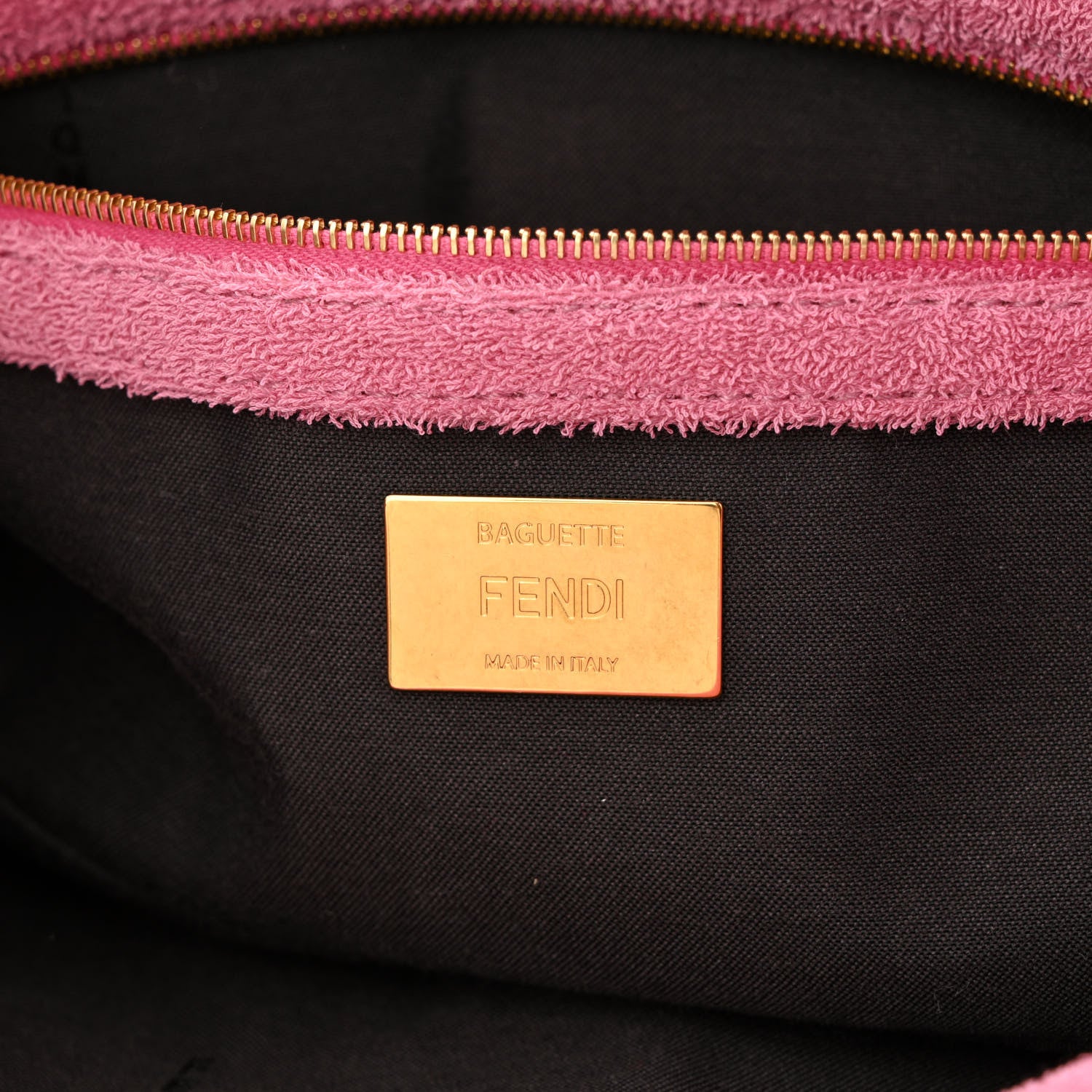 Fendi Terry Cloth Vitello Century Matte FF 1974 Embossed Baguette Lollypop 6 of 13