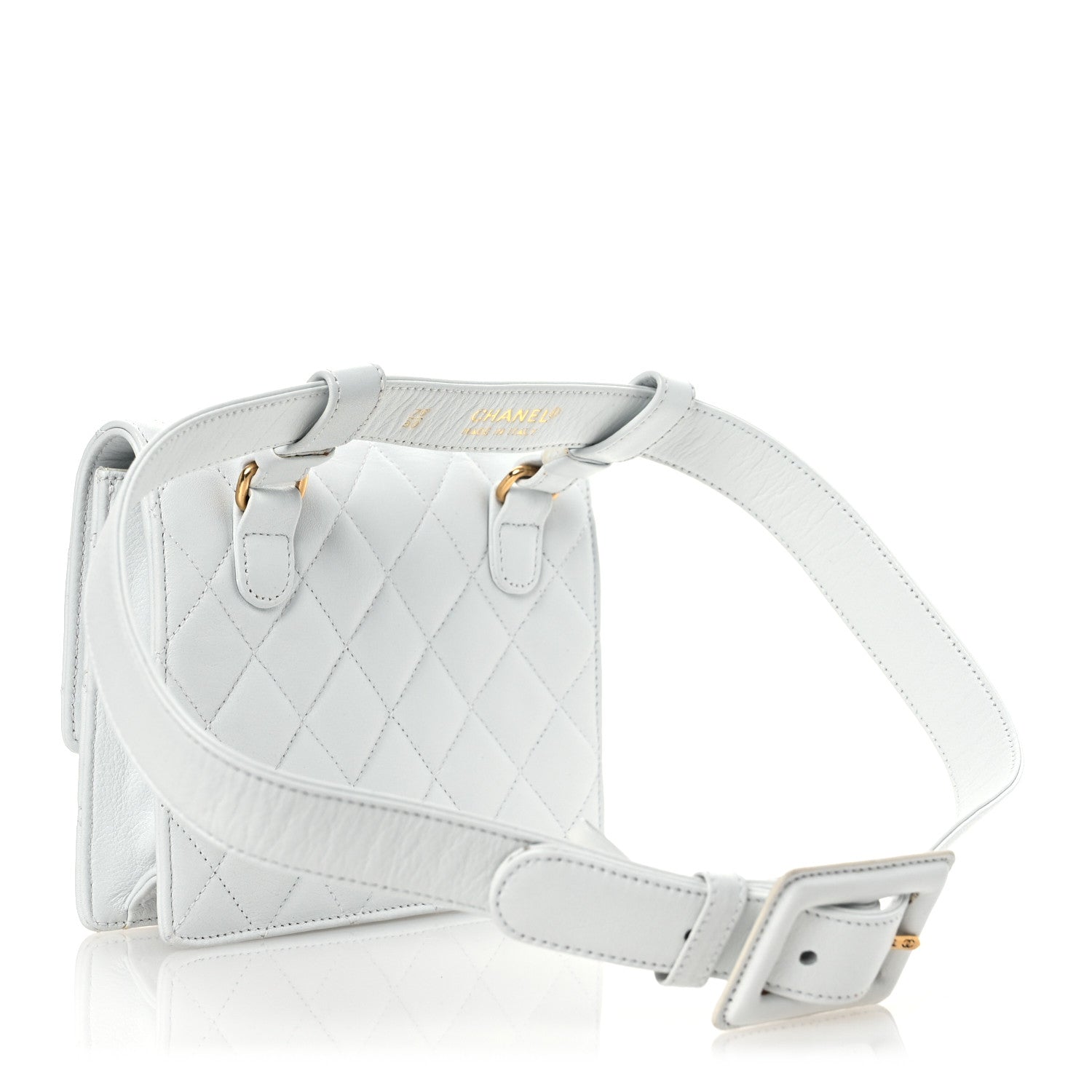 Chanel Lambskin Quilted Flap Waist Belt Bag 75 30 White 5 of 29