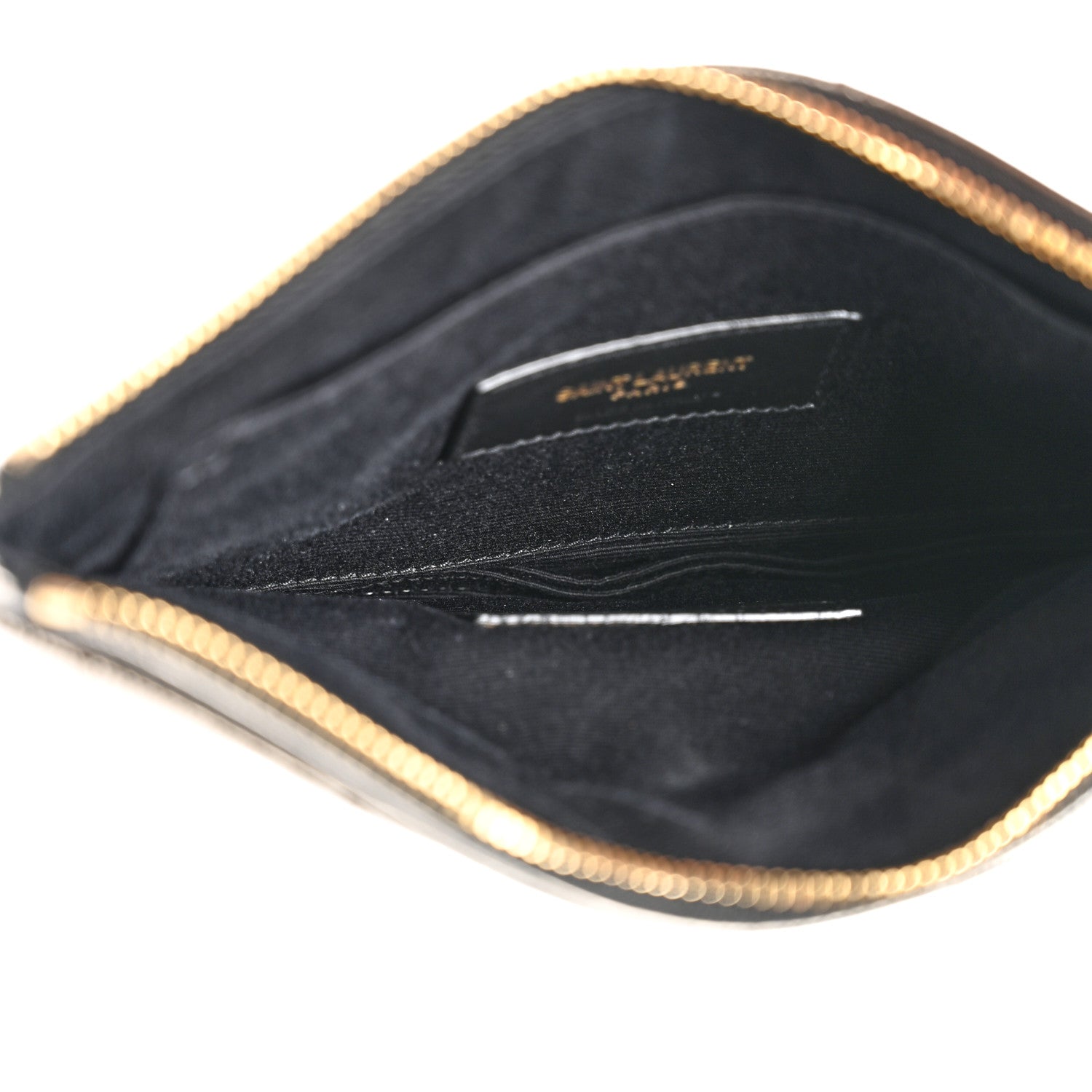 Saint Laurent Metallic Grain De Poudre Matelasse Chevron Monogram Bill Pouch Piombo 5 of 9