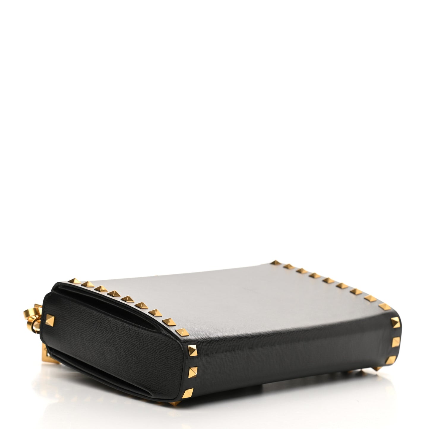 Grainy Calfskin Rockstud Alcove Clutch Black
