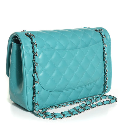 Chanel Lambskin Quilted Jumbo Double Flap Blue 3 of 9