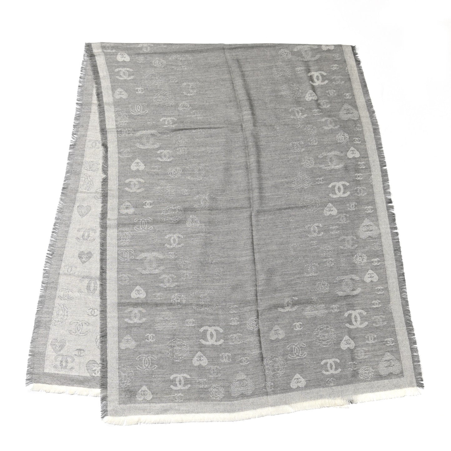 Cashmere Silk CC Heart Scarf Grey