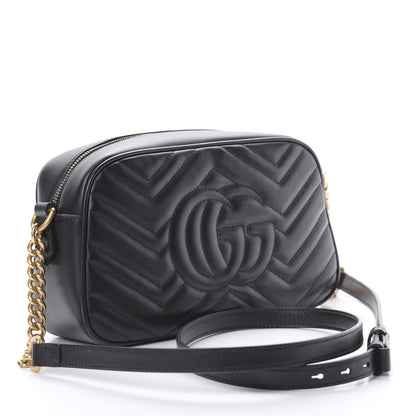 Gucci Calfskin Matelasse Small GG Marmont Chain Shoulder Bag Black 3 of 10