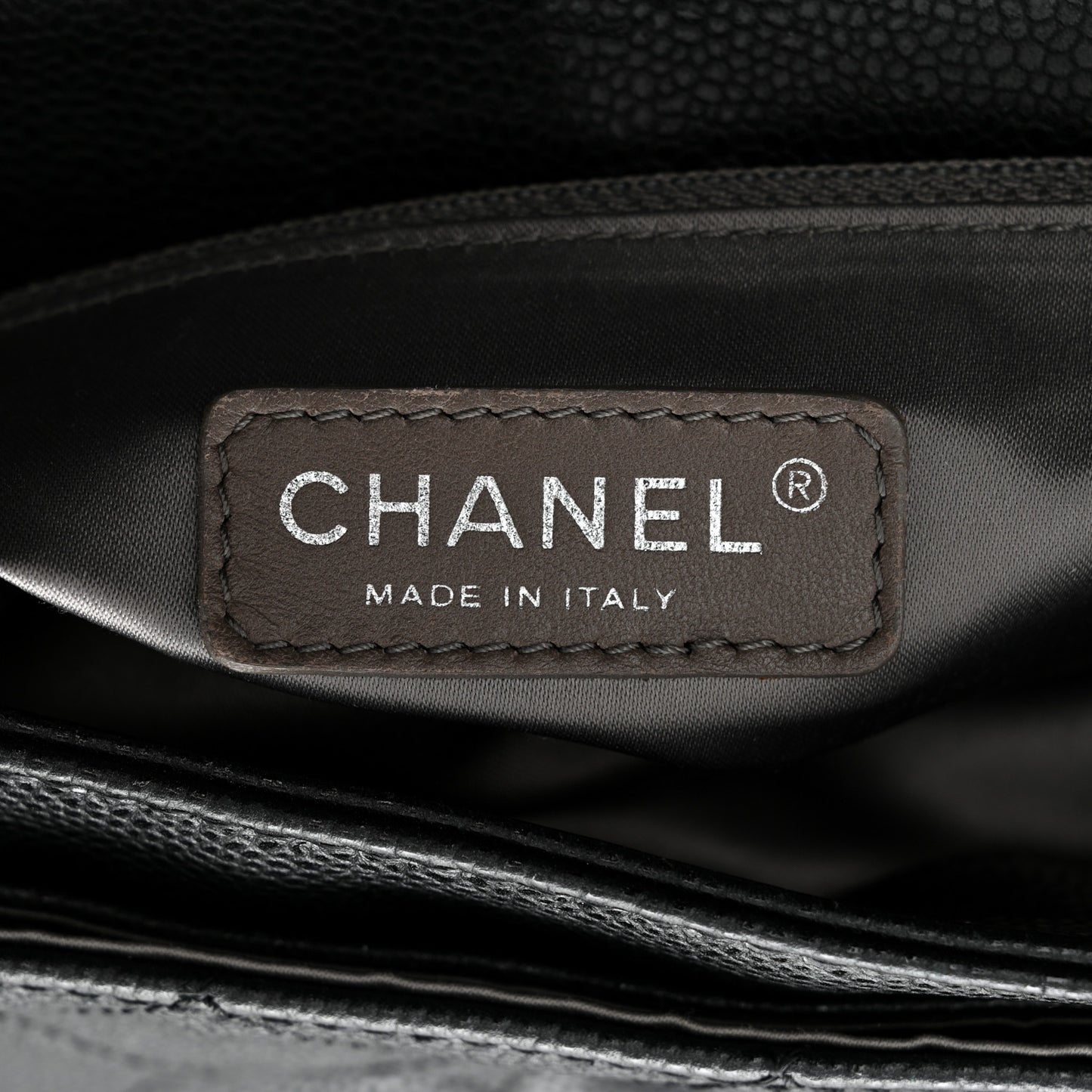 Glazed Caviar Coco Rider Flap Hobo Dark Grey