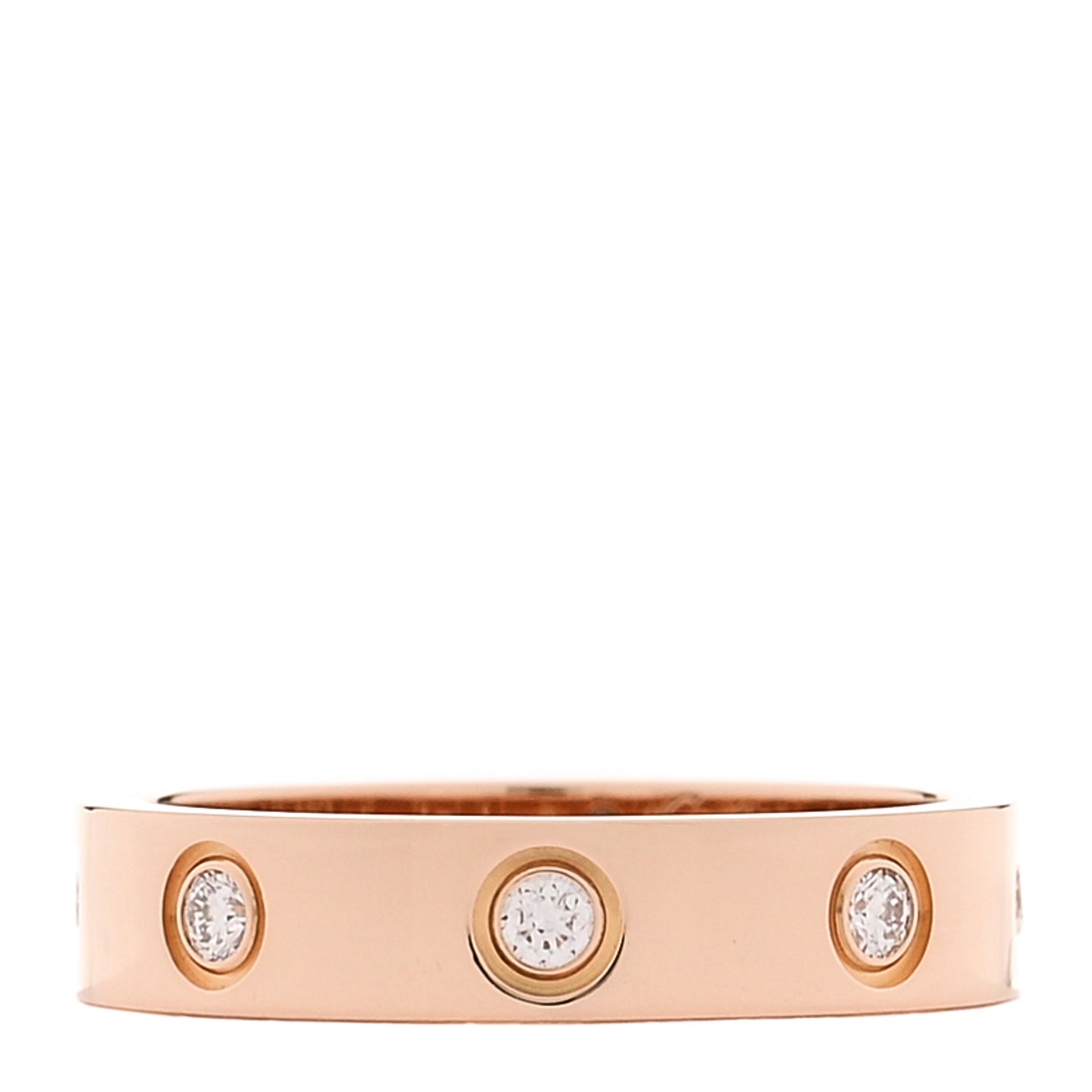 18K Pink Gold 8 Diamond 4mm LOVE Wedding Band Ring 49 5