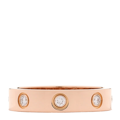 Cartier 18K Pink Gold 8 Diamond 4mm LOVE Wedding Band Ring 49 5 1 of 4