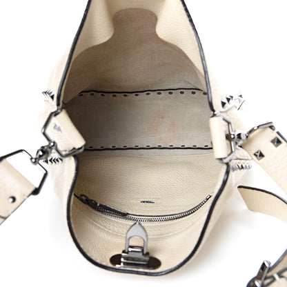 Valentino Garavani Pebbled Calfskin Small Rockstud Flip-Lock Messenger Bag Light Ivory 4 of 16