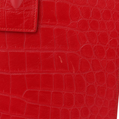 Saint Laurent Calfskin Crocodile Embossed Small Sac de Jour Eros Red 13 of 15