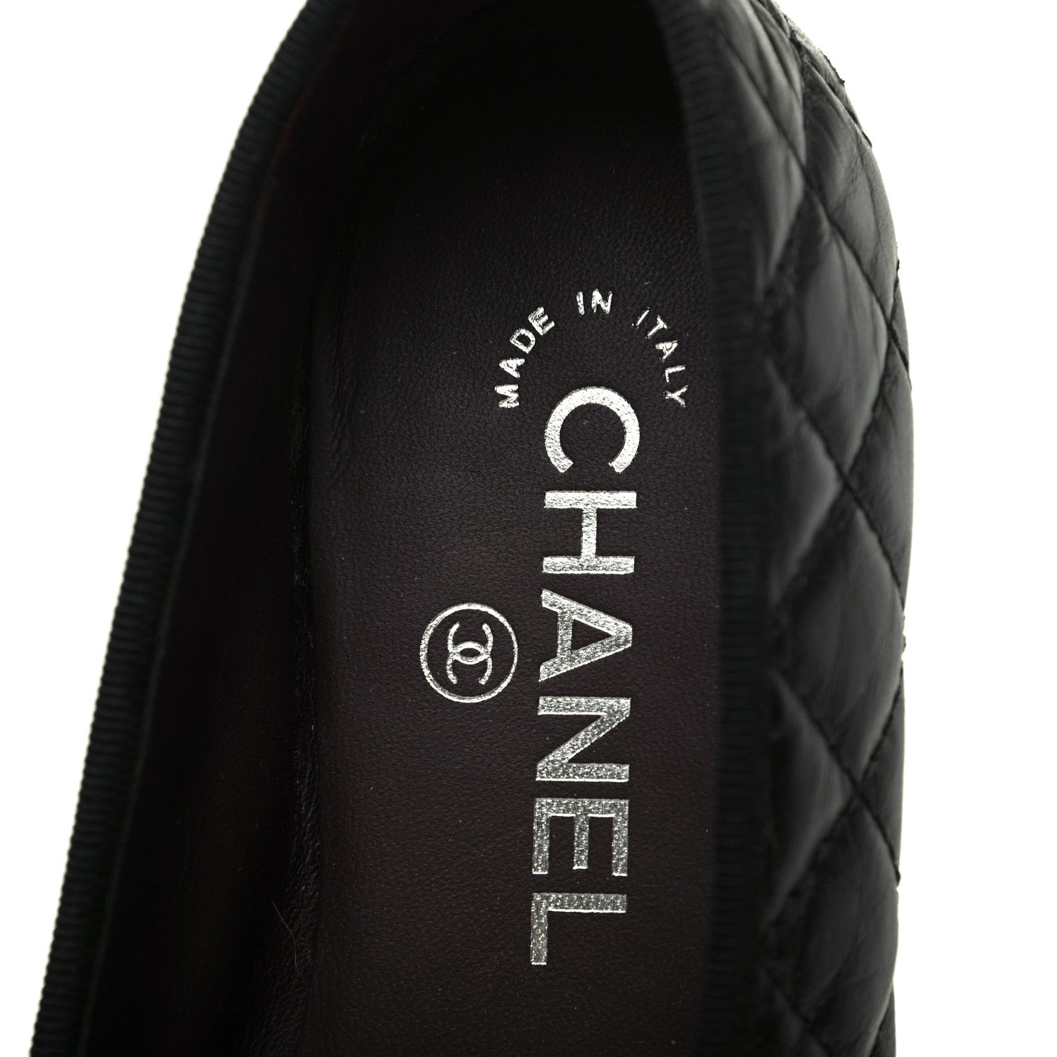 Chanel Aged Calfskin Quilted CC Cap Toe Ballerina Flats 36.5 Black 7 of 9
