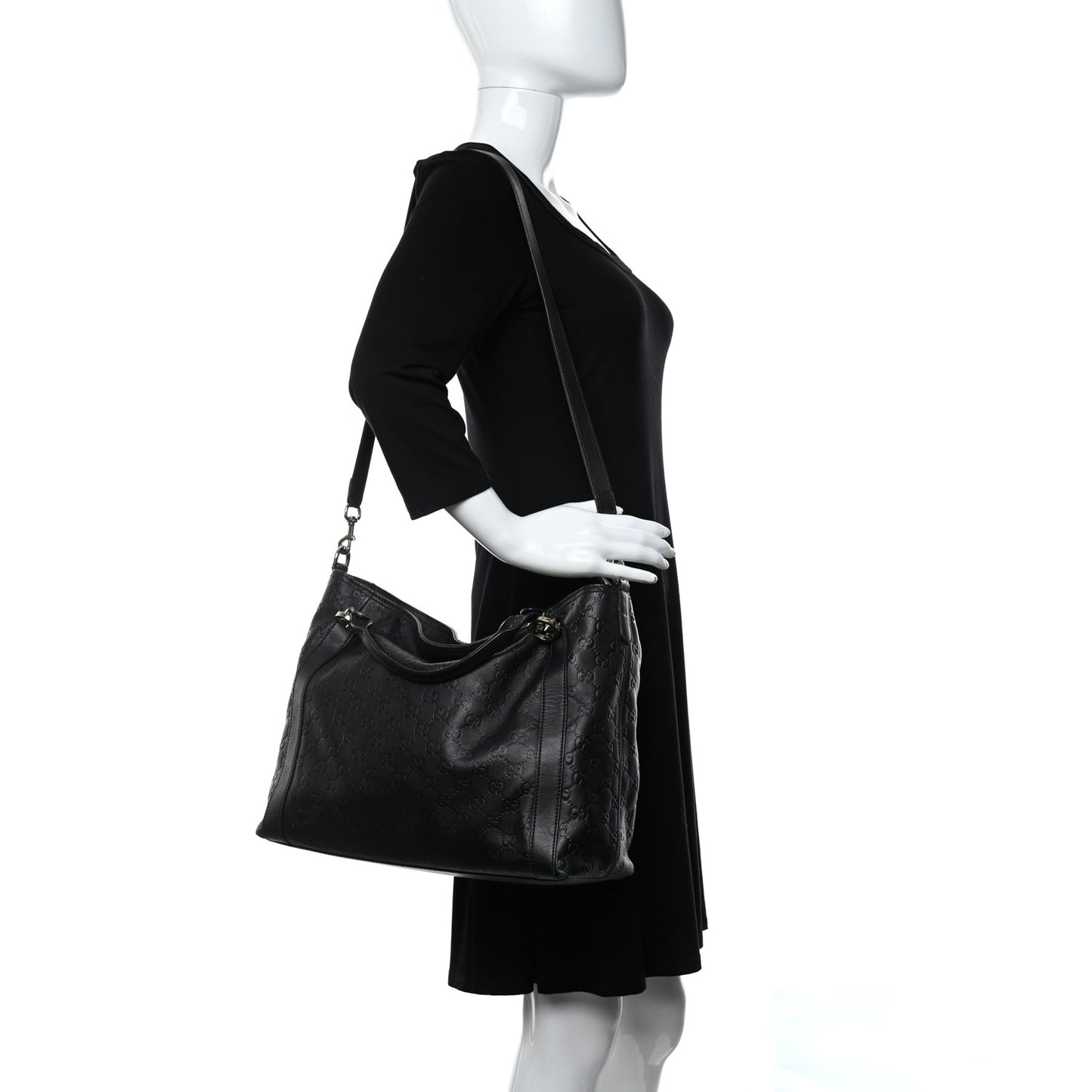 Guccissima Medium Miss GG Top Handle Bag Black