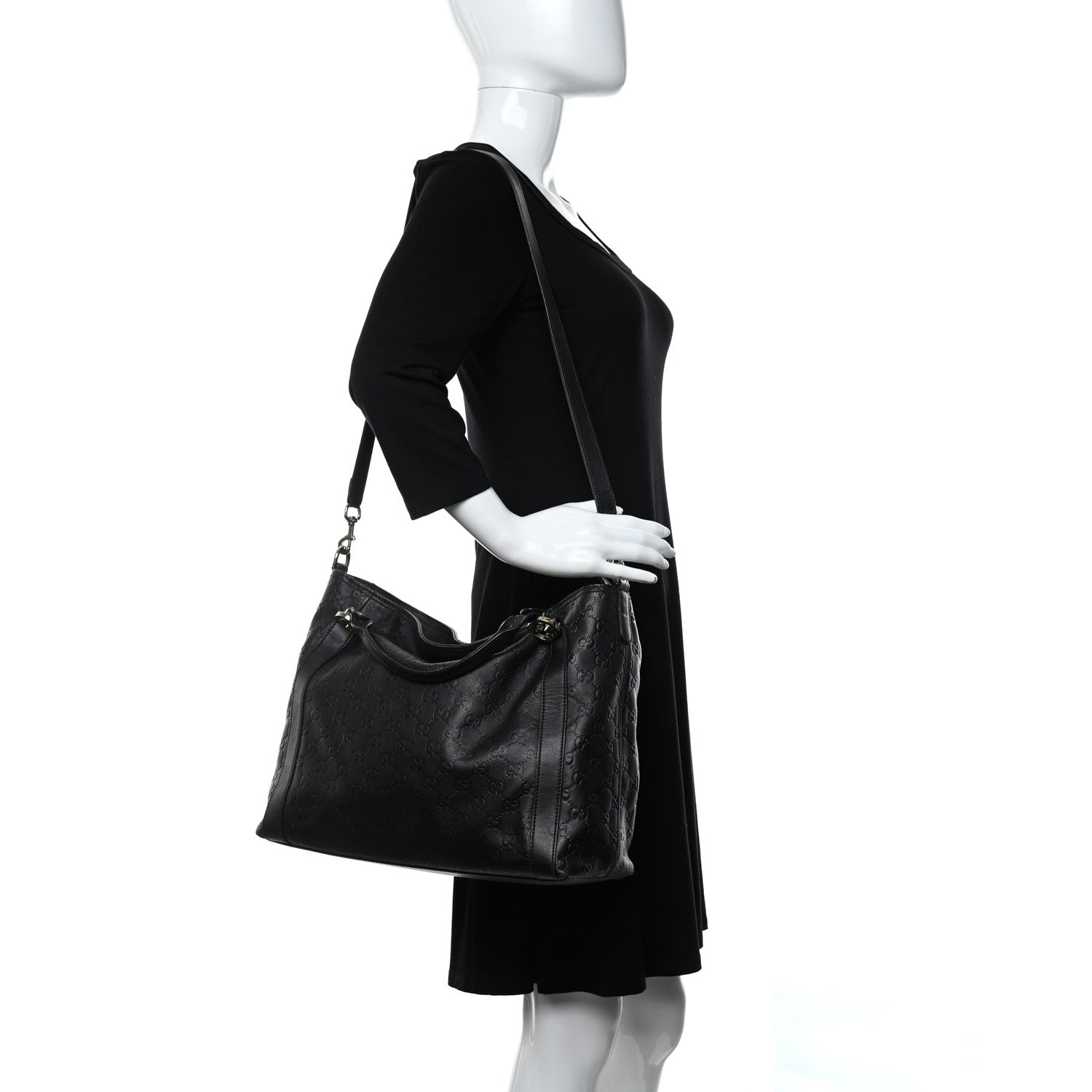 Gucci Guccissima Medium Miss GG Top Handle Bag Black 2 of 8