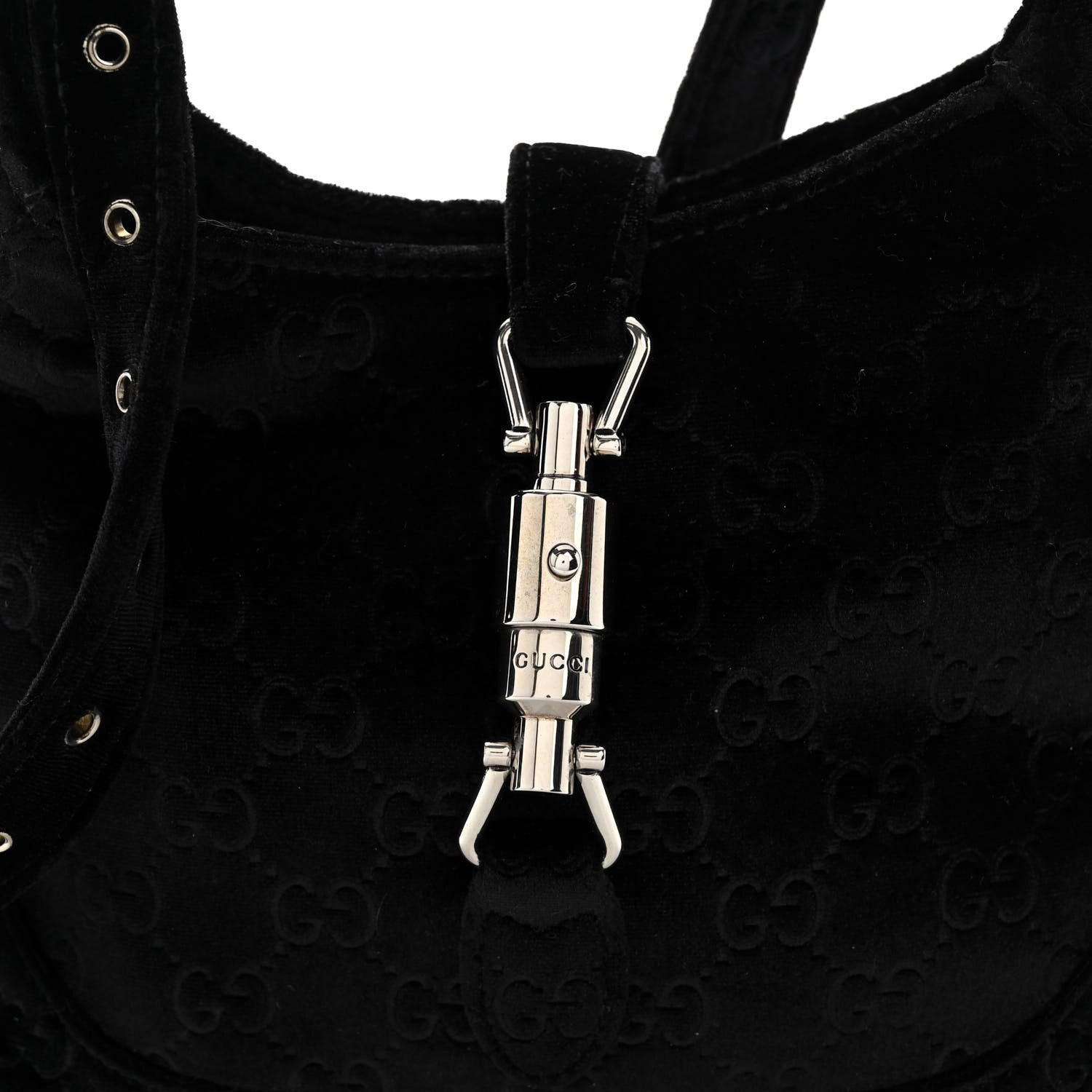Gucci New Velvet Ashmir GG Monogram Small Jackie 1961 Hobo Black 7 of 9