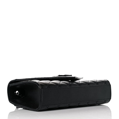 Saint Laurent Grain De Poudre Textured Mixed Matelasse Triquilt Small Monogram Satchel Black 3 of 7