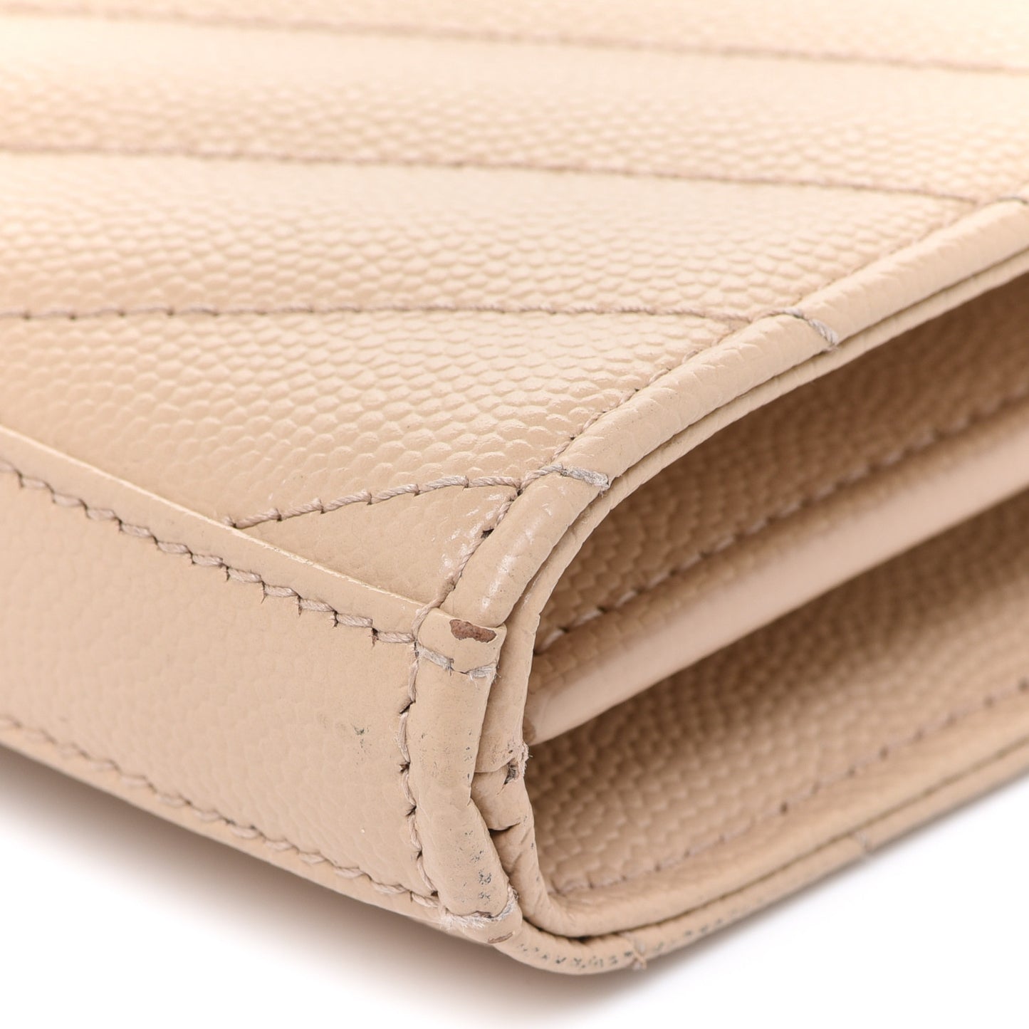 Grain De Poudre Matelasse Chevron Monogram Chain Wallet Nude Powder