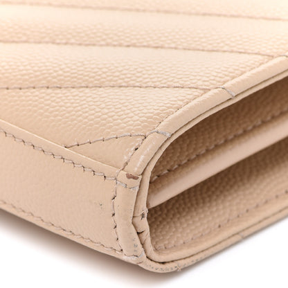Saint Laurent Grain De Poudre Matelasse Chevron Monogram Chain Wallet Nude Powder 9 of 12