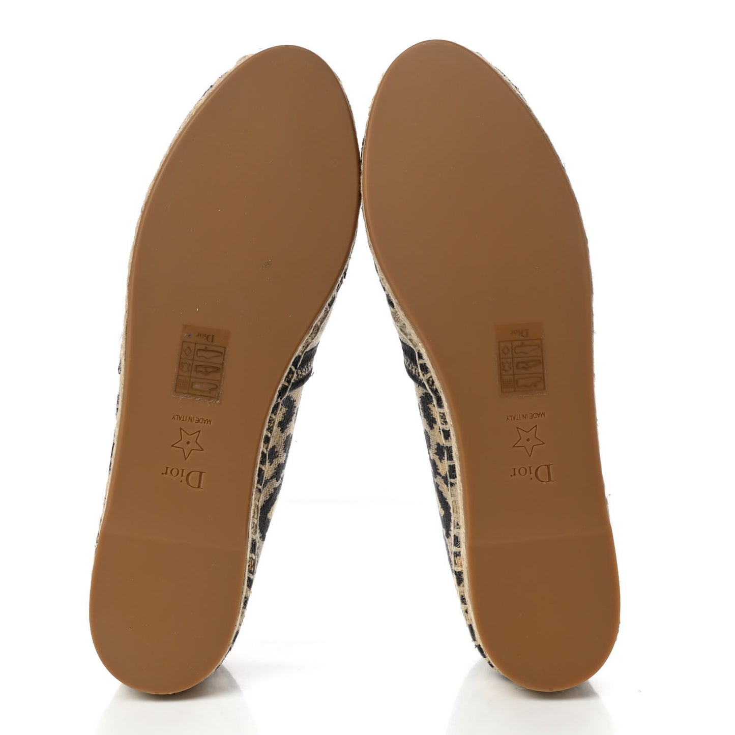 Cotton Embroidered Leopard Print Granville Espadrille 40 Natural