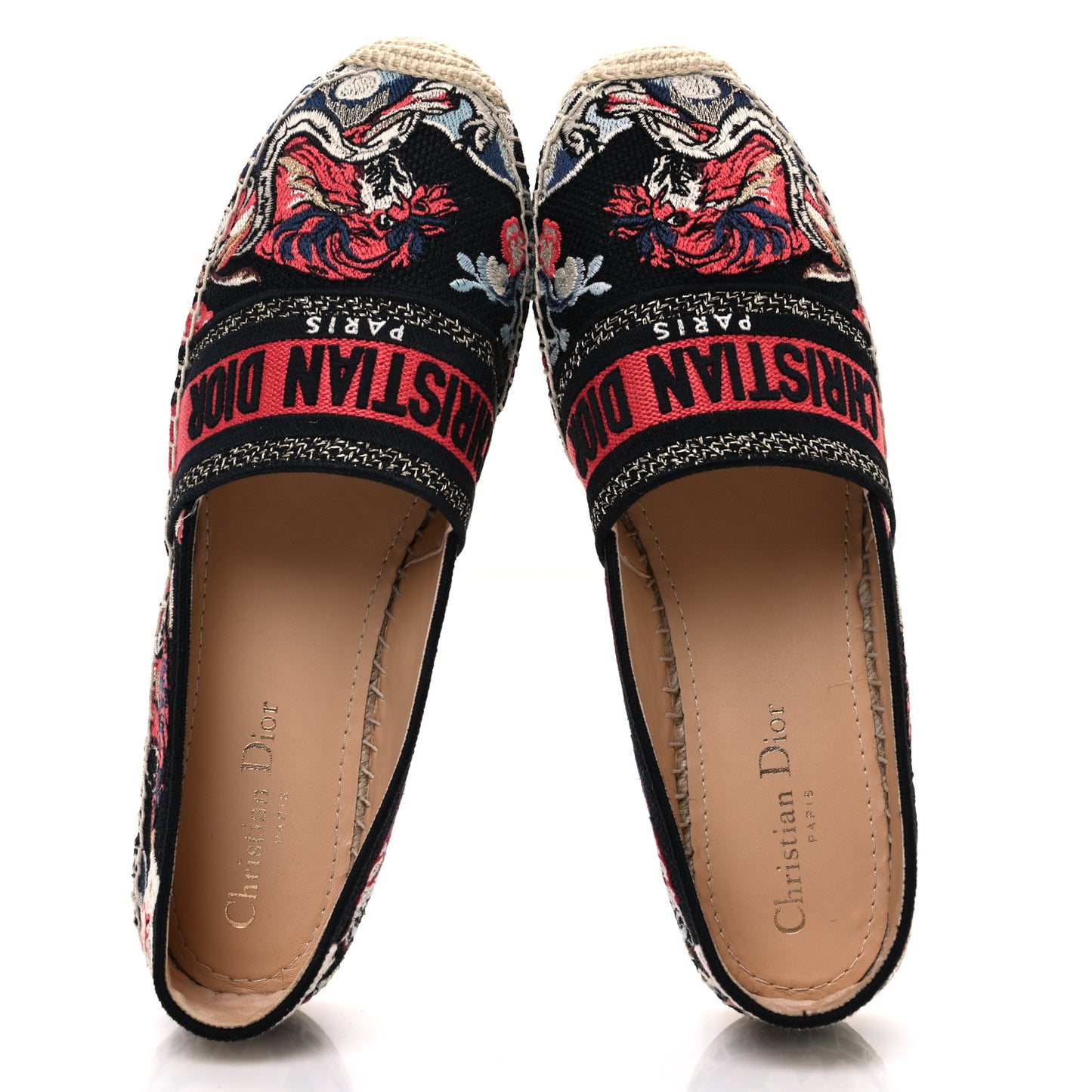 Canvas Embroidered Pop Granville Espadrille 40.5 Black Multicolor