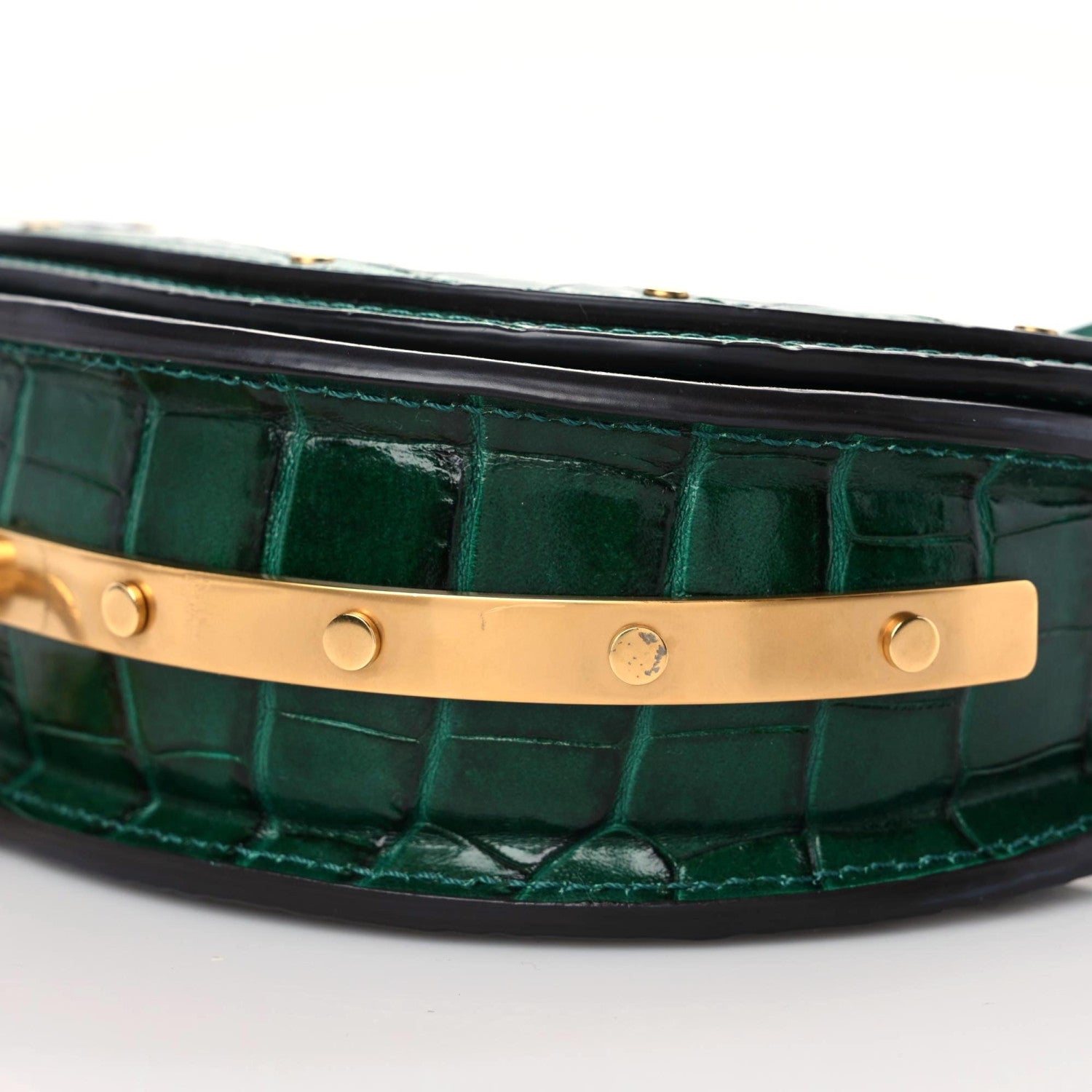 Chloe Calfskin Crocodile Embossed Small Nile Bracelet Minaudiere Bag Woodsy Green 5 of 11