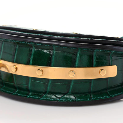 Chloe Calfskin Crocodile Embossed Small Nile Bracelet Minaudiere Bag Woodsy Green 5 of 11