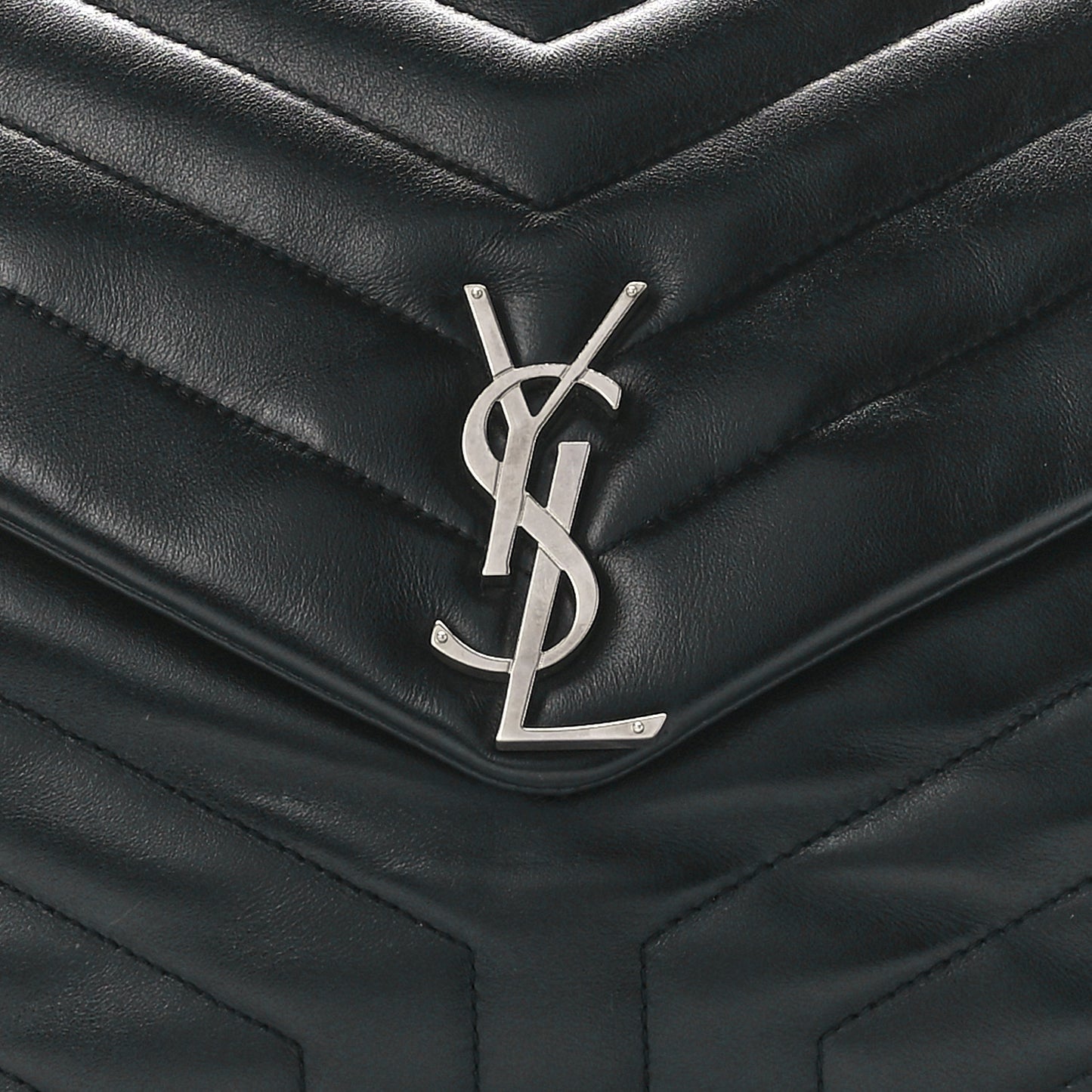 Calfskin Y Quilted Monogram Large Loulou Chain Satchel Black