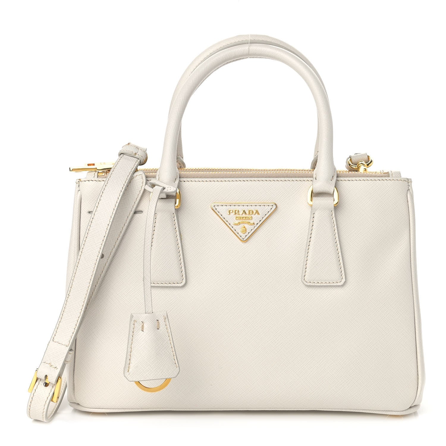 Prada Saffiano Lux Mini Double Zip Galleria Tote Talco 1 of 8