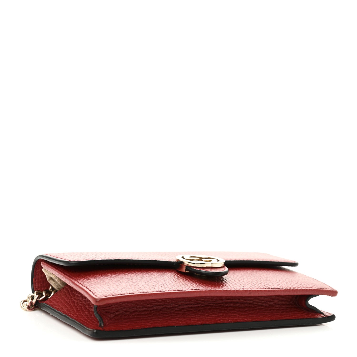Gucci Dollar Calfskin Interlocking G Chain Wallet Red 4 of 10