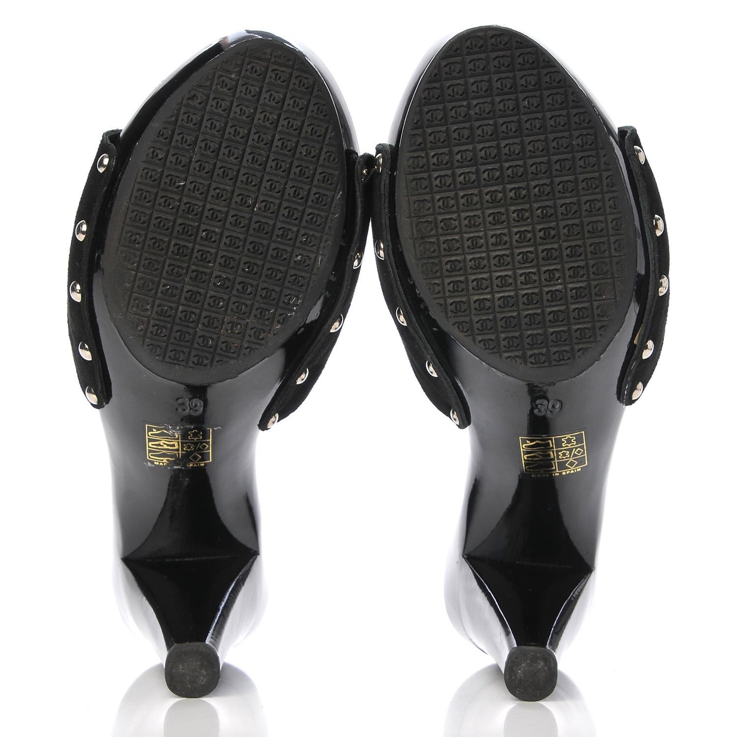 Suede CC Buckle Clogs 39 Black