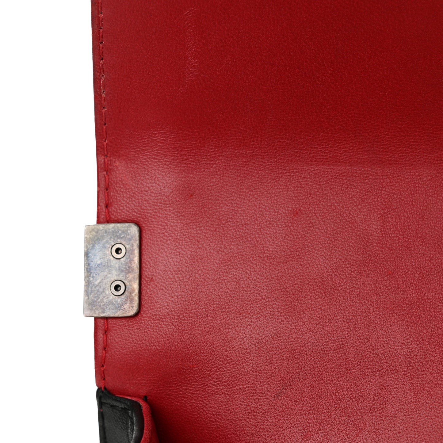 Calfskin Quilted Mini Boy Flap Black Red