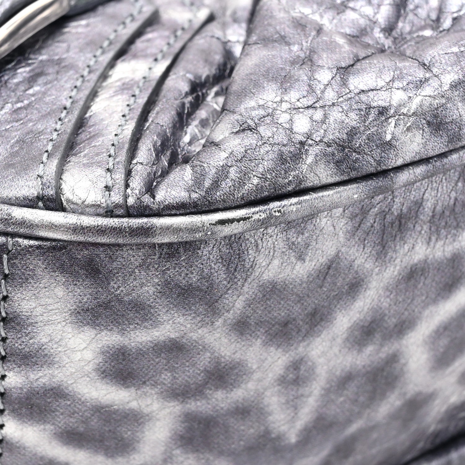 Balenciaga Metallic Agneau Arena Leopard Le Cagole Shoulder Bag XS Dark Grey 11 of 11