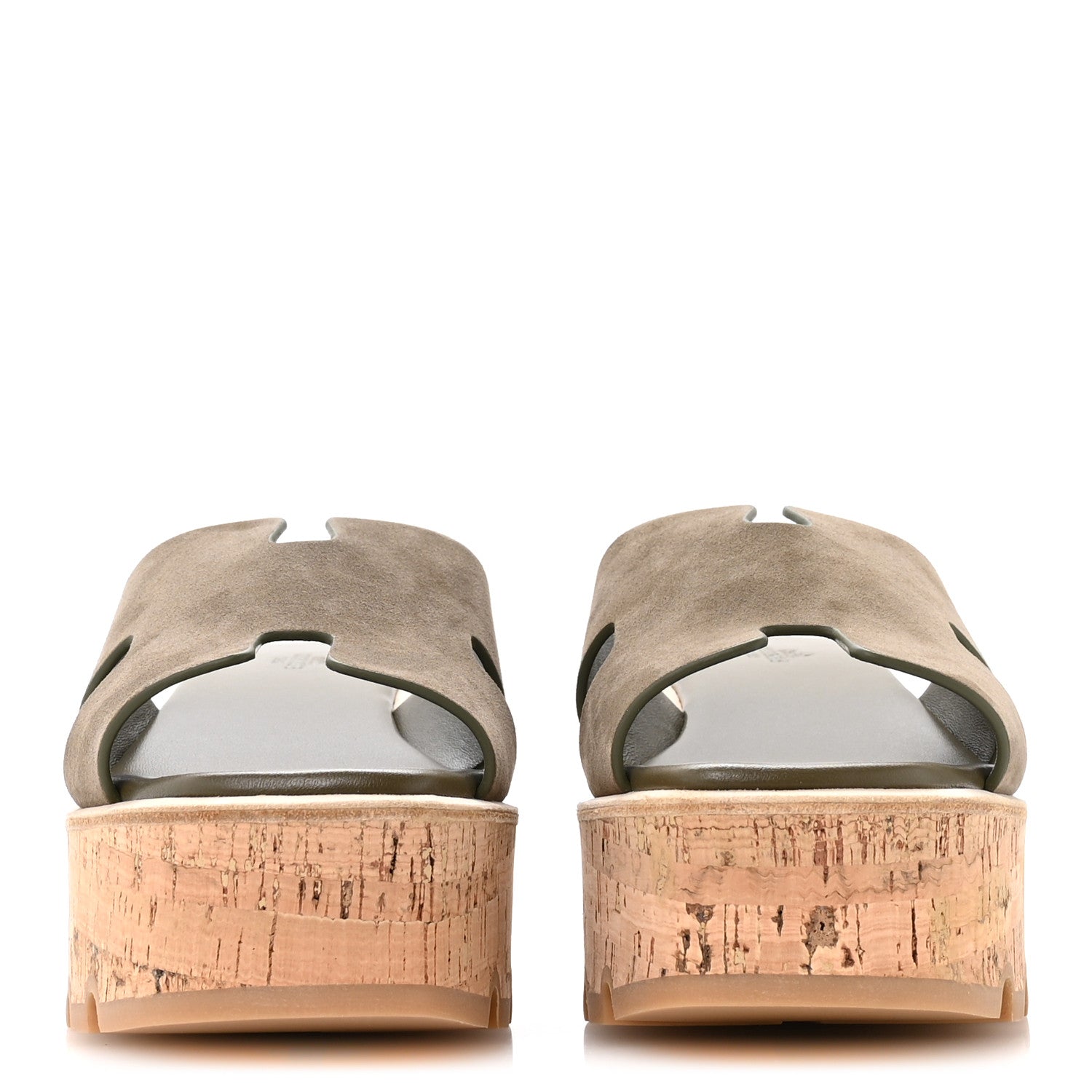 Hermes Suede Goatskin Cork Eze 30 Sandals 40 Vert Toundra 1882494