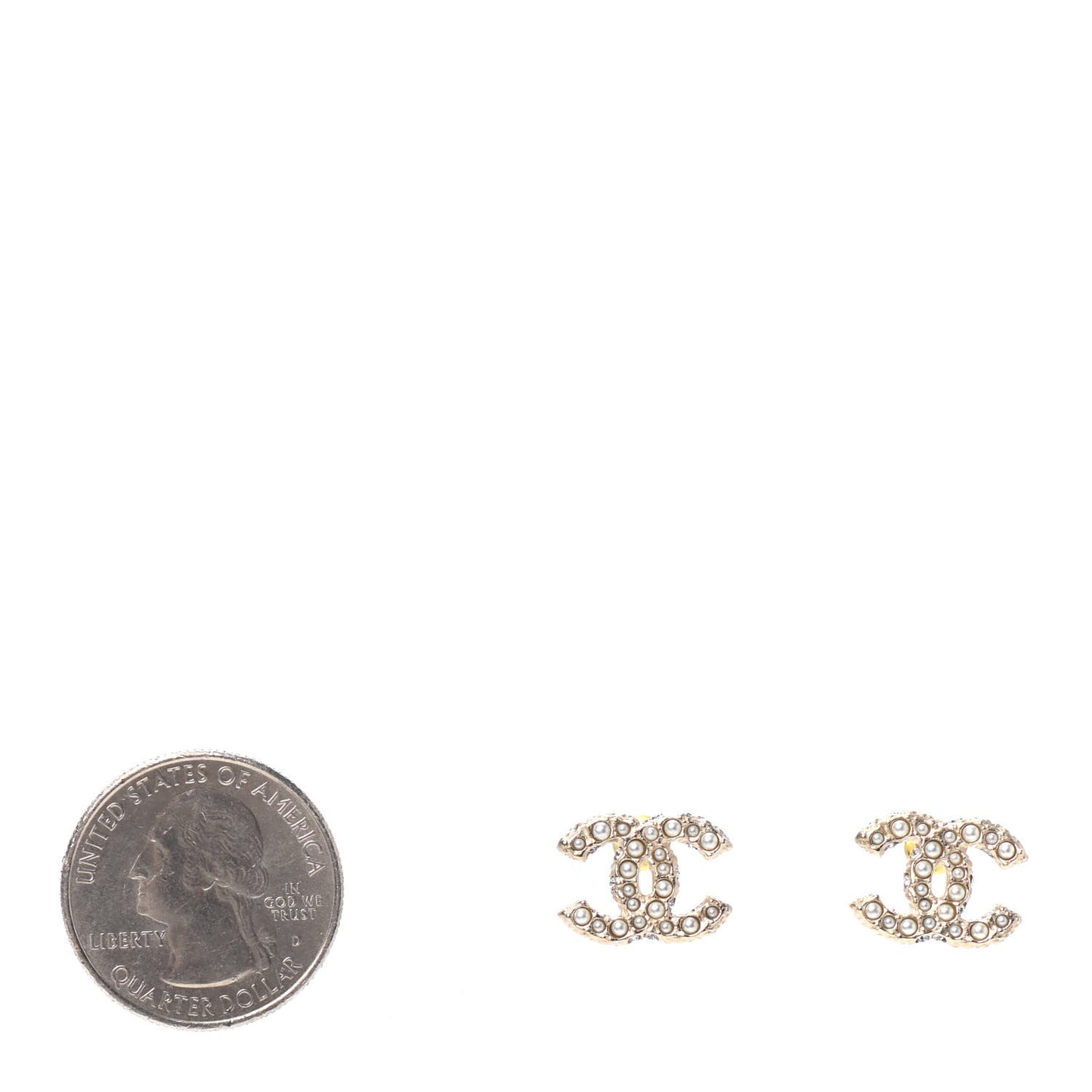 Pearl Crystal CC Earrings Light Gold