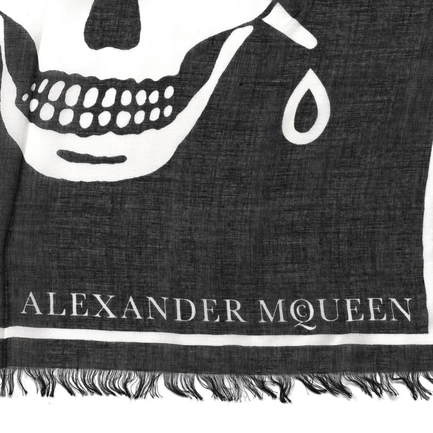 Silk Skull Scarf Black White