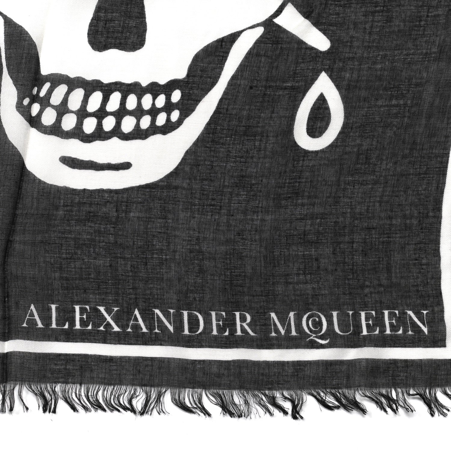 Alexander McQueen Silk Skull Scarf Black White 2 of 6