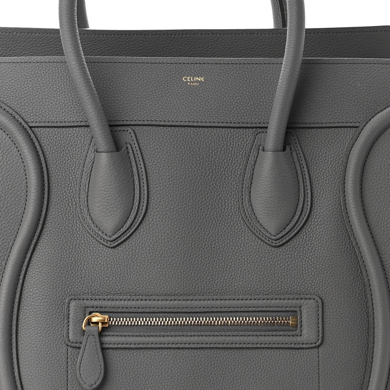 Celine Drummed Calfskin Mini Luggage Kohl 8 of 10