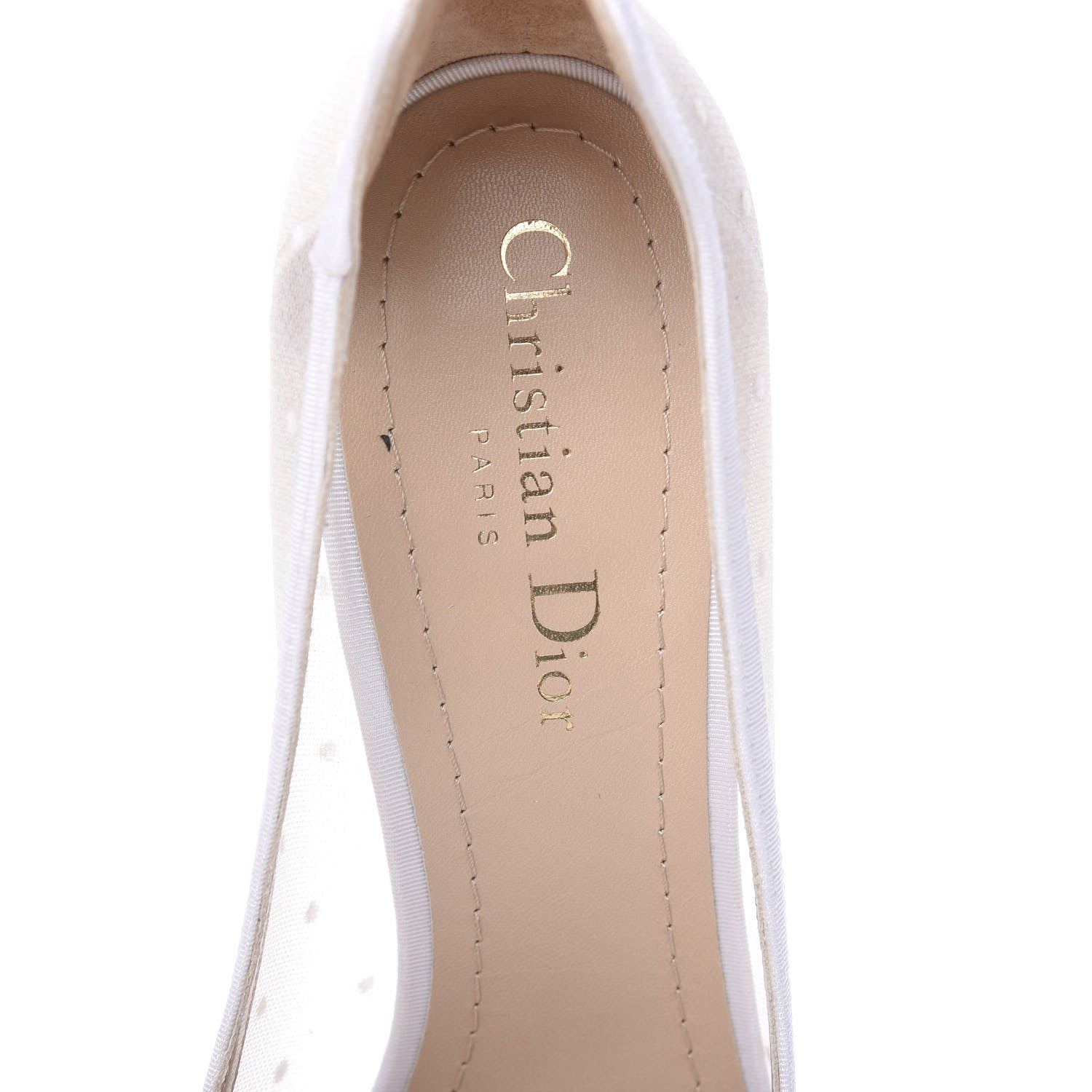Christian Dior Mesh Plumetis Tulle D-Moi Pumps 38.5 White 6 of 8