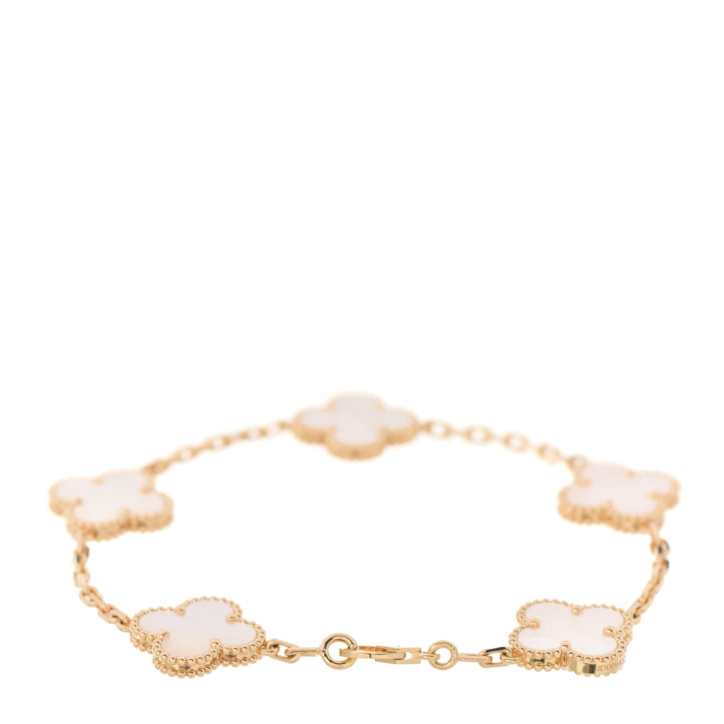 18K Yellow Gold Mother of Pearl 5 Motifs Vintage Alhambra Bracelet